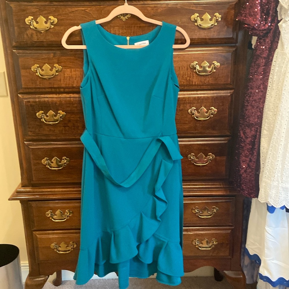 Teal blue work dress